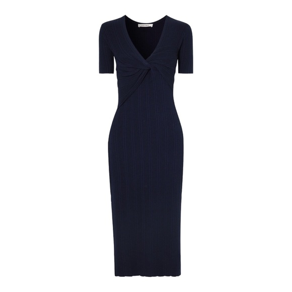 FRAME Twist Front Knit Ribbed Midi Sweater Dress - Picture 2 of 6
